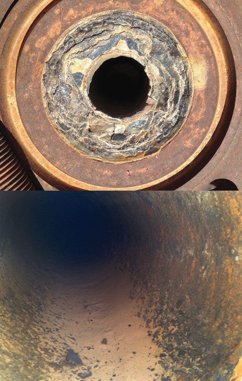 NORM Contaminated Pipes Before and After Decontamination